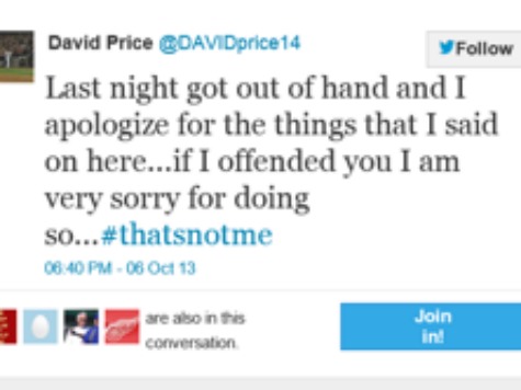 Price Apologizes via Twitter for Complaining after Game 2 Loss