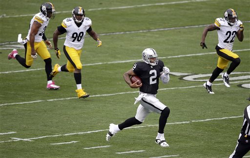 Raiders QB Pryor Sets NFL Record for Longest TD Run by QB in Win over Steelers