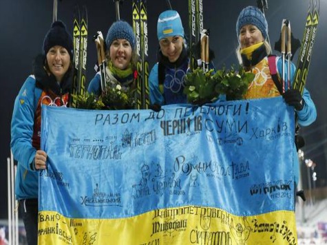 Ukraine Women's Biathlon Relay Wins Gold Amid Devastating Protests in Kiev