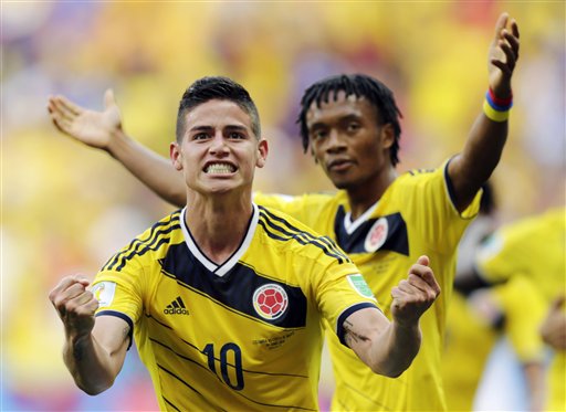 Colombia beats Ivory Coast 2-1 in World Cup