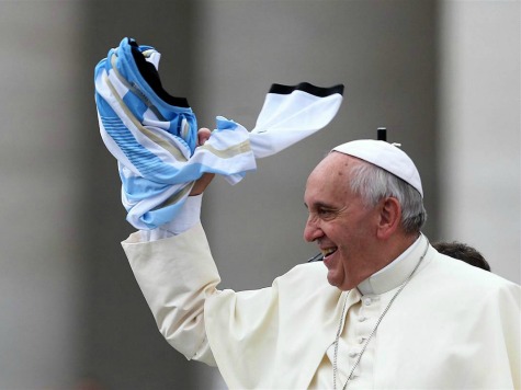 Pope Francis Waves Argentina Soccer Jersey