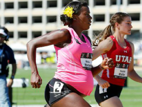 8-Months Pregnant Montano Runs (Fast!) 800 Meters at Track & Field Championships