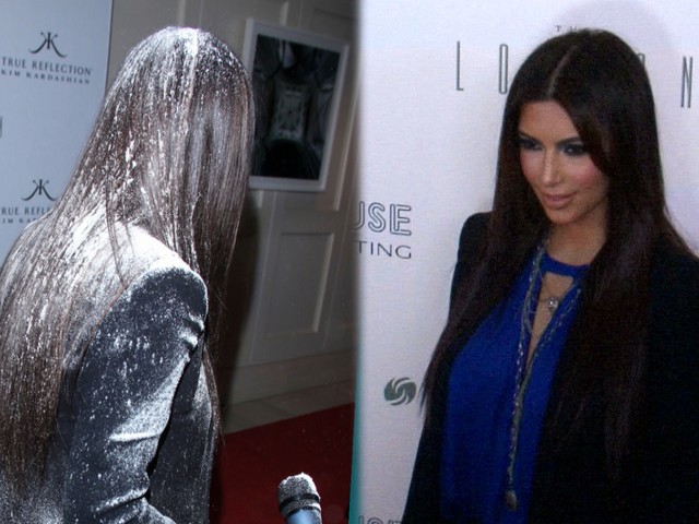 Kim Kardashian Gets Flour Bombed