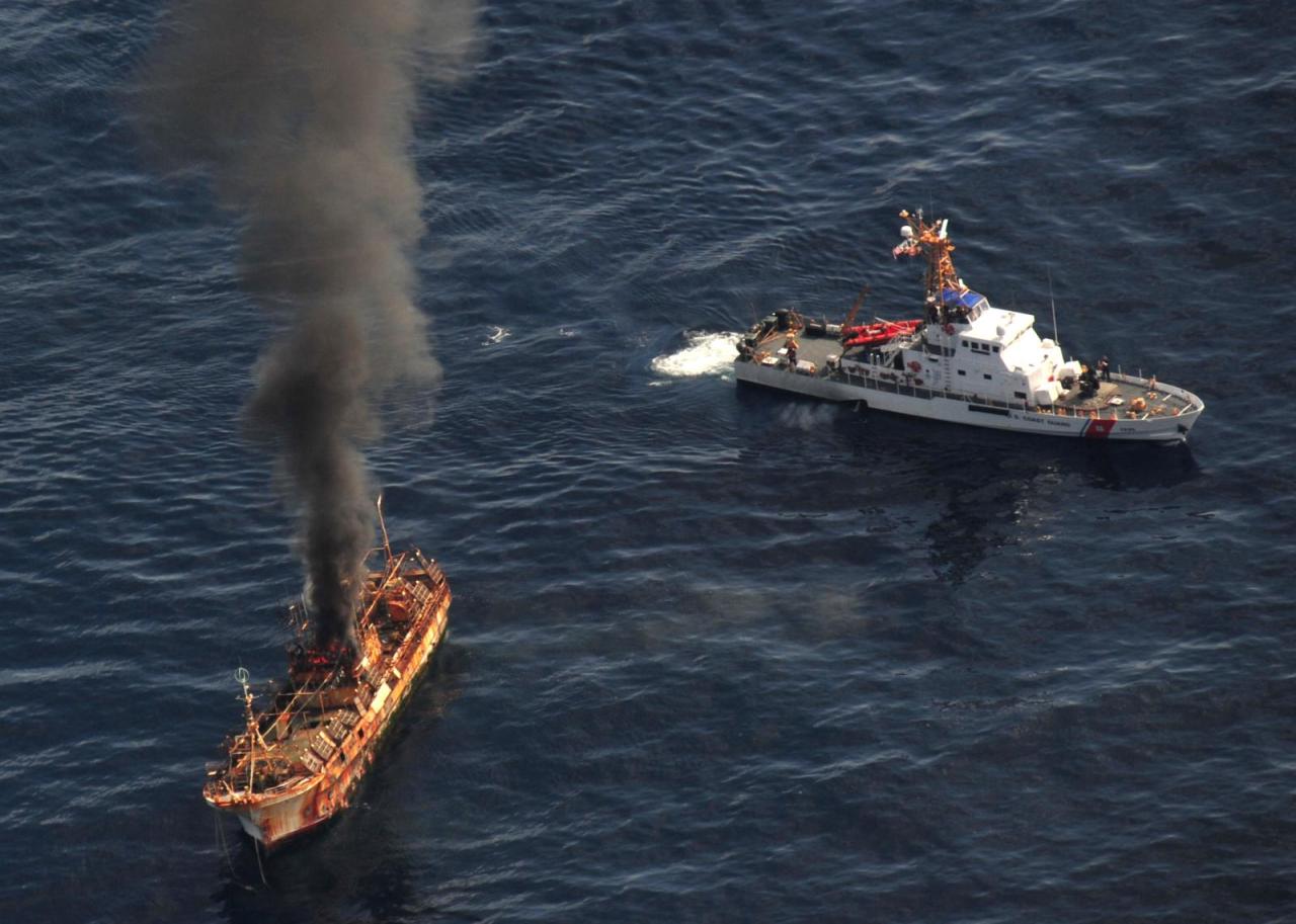 Video: Coast Guard Sinks Japanese Ghost Ship With Cannon Fire