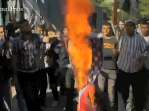 Palestinians Burn US Flag