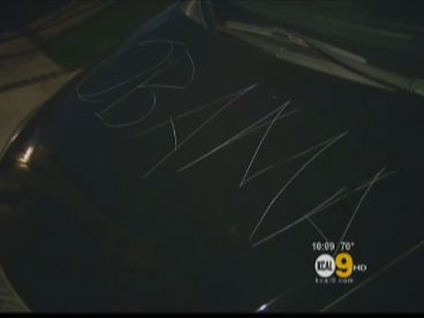 Vandals Keys 'Obama' Into Two Cars Parked Front Of House With Romney Signs