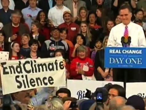Romney Supporters Drown Out Heckler