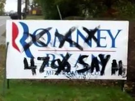 Romney Sign Vandalized