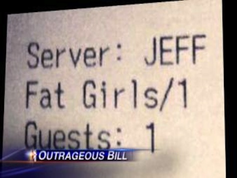 Waiter At California Restaurant Types 'Fat Girls' On Bill