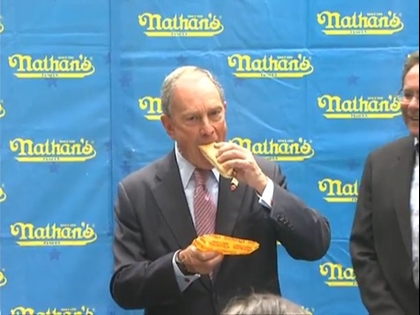 Mayor Bloomberg Goes For World Record During Hot Dog Eating Contest Intro