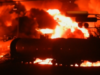 Massive Fireball After Train Crash