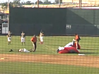 Baseball Player Hit By Skydiver