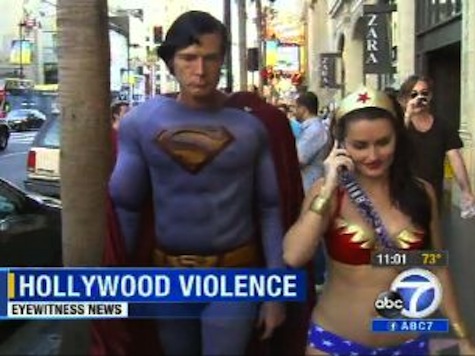 'Superman' Saves 'Wonder Woman' From Attack On Hollywood Boulevard
