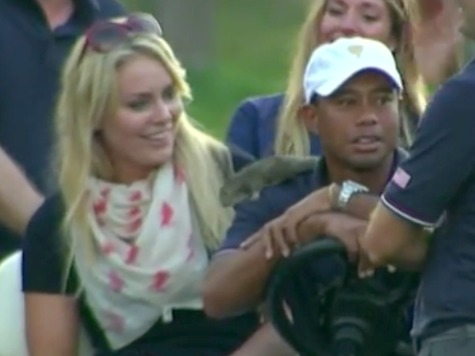 Lindsey Vonn Puts Squirrel on Tiger Woods Shoulder During Presidents Cup