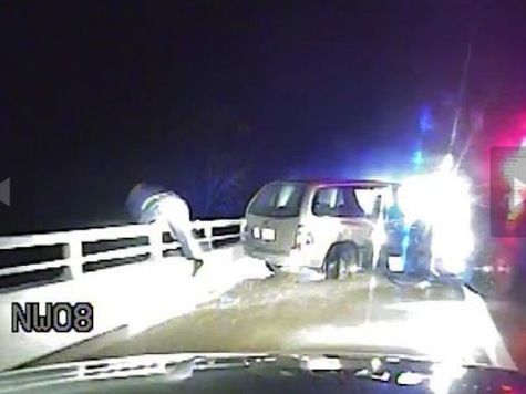 VIDEO: Michigan State Trooper Falls Off Highway Overpass Chasing Suspect