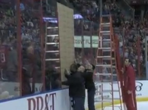 NHL Team Replaces Broken Glass … with Plywood