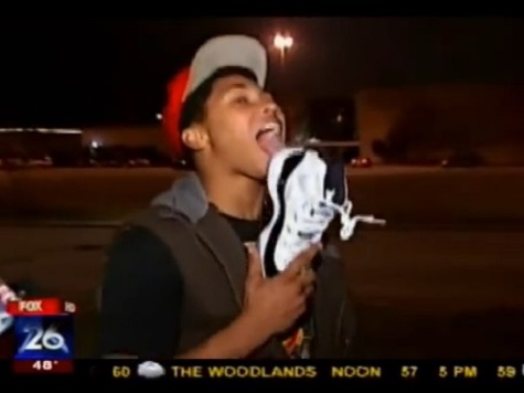 Man Licks New Air Jordan Shoes