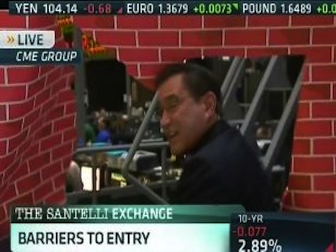 CNBC's Santelli Blasts Through 'Wall' Like the Kool-Aid Man to Make Unemployment Point