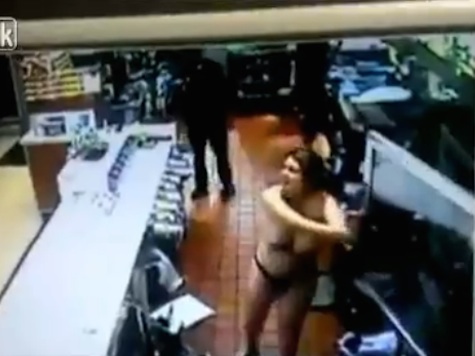 **NOT SAFE FOR WORK** VIDEO: Topless Woman Ransacks MCDONALD'S, Steals Ice Cream