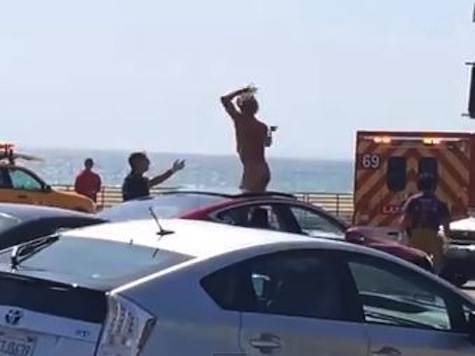 Naked Man Dances on Tesla in LA Traffic