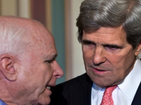 Kerry Winks, Laughs at McCain After ISIS Debate