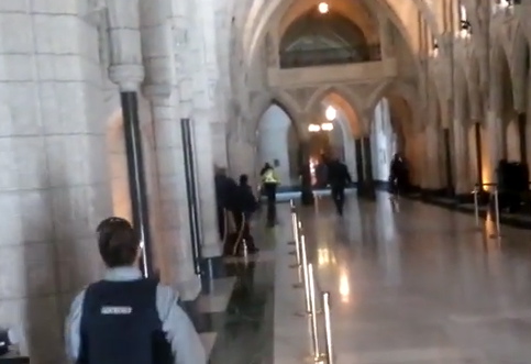 Footage from Globe Reporter Captures Exchange of Gun Fire in Canadian Parliament