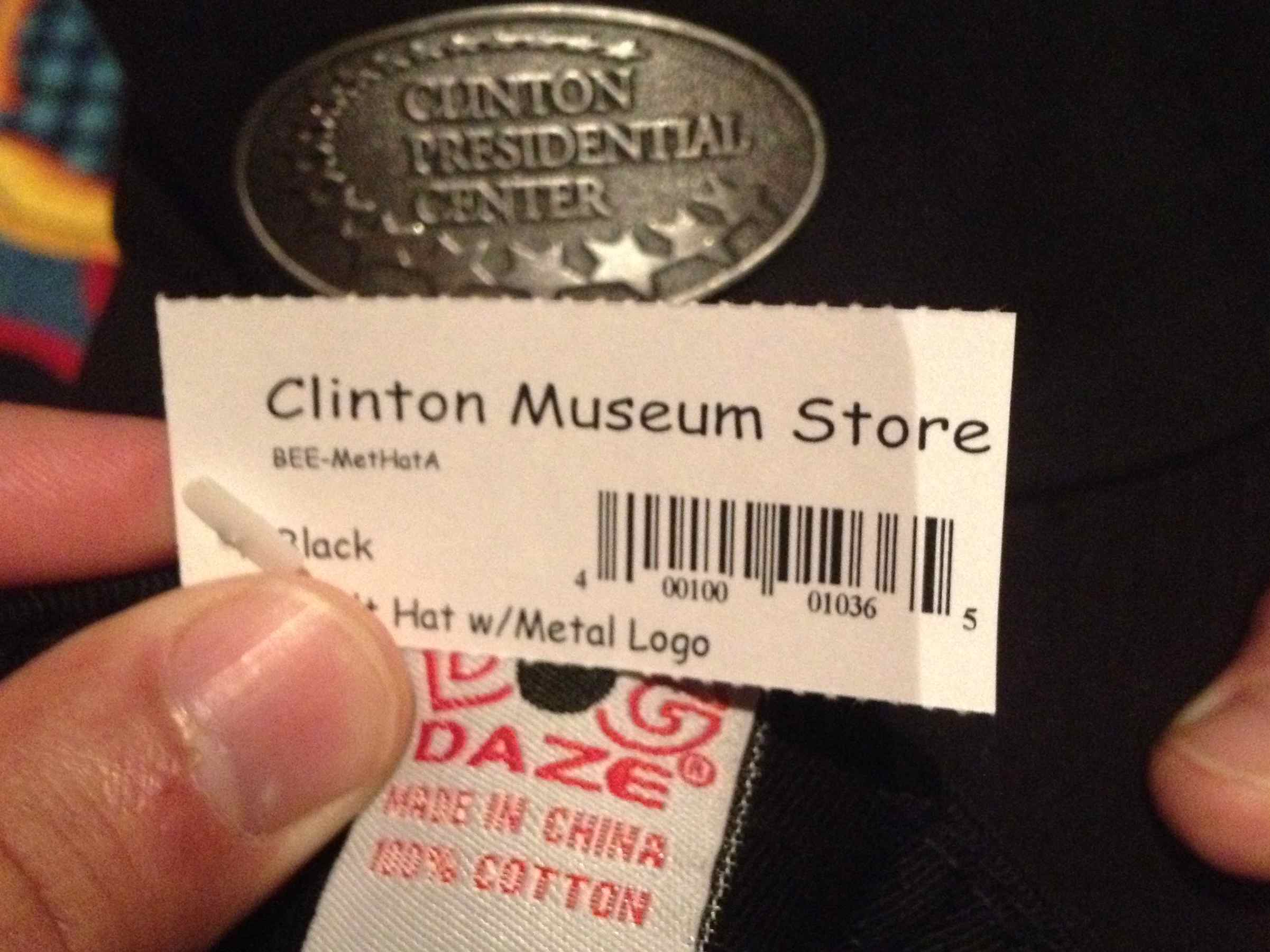 Photo: Clinton Presidential Library Hats Made in China