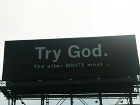 'Try God' Billboard Vandalized