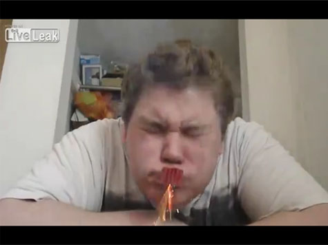 VIDEO: Man Tapes Fireworks to His Lips And LightsThem