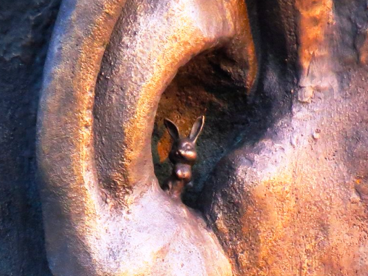 Sculptors Hide Rabbit in Mandela's Ear